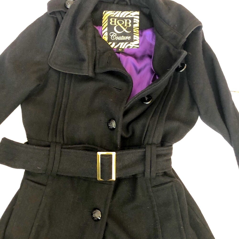 B&B Couture wool belted  jacket/coat - Picture 2 of 7